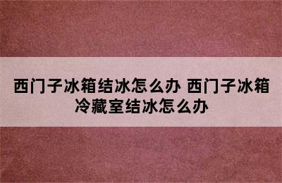 西门子冰箱结冰怎么办 西门子冰箱冷藏室结冰怎么办